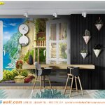 รับทำวอลเปเปอร์พิมพ์ลาย ภาพถ่ายสวนดอกไม้ริมระเบียง ตกแต่งห้องกินข้าวเด็ก ได้บรรยากาศที่อบอุ่น