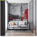 วอลเปเปอร์ติดผนังภาพวิว ผ้าแคนวาส แต่งผนังห้องคอนโดเล็กๆ ภาพวาดลายคนชมหอนาฬิกาบิ๊กเบน สร้างบรรยากาศน่าอยู่