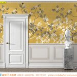 รับสั่งผลิต วอลเปเปอร์พิมพ์ลายกรุผนังลายดอกไม้พื้นสีทอง ตกแต่งผนังบ้าน สไตล์หรูหรา ให้เป็นมุมสวยๆ