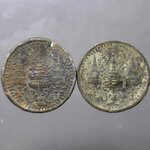 ชุด 2 เหรียญ เหรียญอัฐ ดีบุก พระมงกุฎ-พระแสงจักร ร4 ปี 2405 ผ่านใช้ สภาพวินเทจ