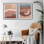 พิมพ์วอลเปเปอร์ ติดผนังตกแต่งมุมนั่งเล่น ภาพใส่กรอบ ทะเลทรายตะวันออกกลาง ลายเส้นเเละสี ดูเป็นศิลปะเเบบโมเดิร์น