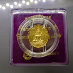 พระพุทธชินราช หลังพระนามาภิไธย สธ 48 พรรษา พระเทพฯ เนื้อกาหลั่ยทองขัดเงา พิมพ์เล็ก ขนาด 2 เซ็น พ.ศ.2546 พร้อมกล่องเดิม