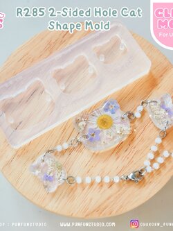 R285 2-Sided Hole Cat Shape Mold/ 3 in 1 / Size 2.8, 2.3, 1.8 cm / UV Clear