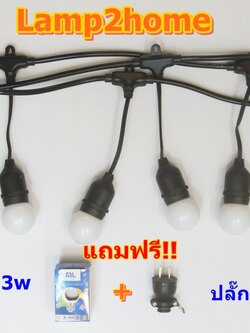 สายไฟห้อยระย้า ขั้วกันน้ำ (แถมฟรีหลอด LED ครบทุกขั้ว)