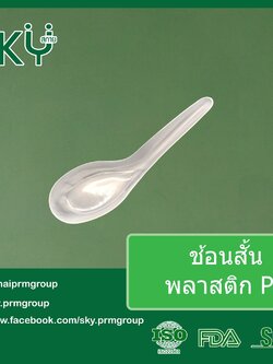 [ยกลัง 1,000 ชุด] SKY ช้อนก๋วยเตี๋ยวพลาสติก ช้อนคาวพลาสติก ช้อนสั้นพลาสติก (ห่อถุงใสแยกชิ้น)