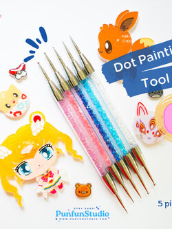 อุปกรณ์หัวกลมหลายขนาด Dot Painting Tool Set C / Set 5 pieces / 10 various head sizes.