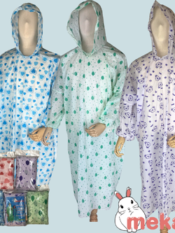 [กล่อง 50ตัว] MEKALA เสื้อฝนใช้แล้วทิ้ง เนื้อทราย หลายลาย คละสี