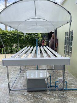 ชุดปลูกผักไฮโดรโปรนิกส์ แบบ ตั้งโต๊ะ ขนาด 3 เมตร จำนวน 8 รางปลูก