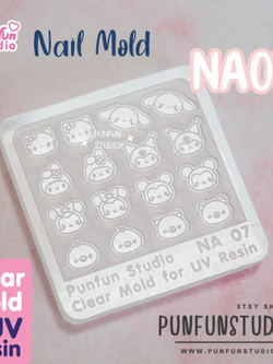 NA 07 Cutie Kitty / Nail Decoration Mold / Clear Mold for UV Resin / Thickness 0.3 - 0.5 mm / Silicone Mold