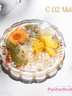 แม่พิมพ์จานรองแก้วขอบหยัก C 02 Round Coaster Mold / Silicone Mold / Epoxy Resin Mold