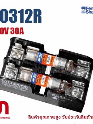 ฐานฟิวส์ Mersen Ferraz , 30312R , Fuse Holders 600V 30A Class 2-pole