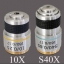 เลนส์ใกล้วัตถุ 4X 10X 40X และ 100 X oil