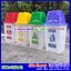 ถังขยะทรงเหลี่ยม สีใส ฝาสี 1 ช่องทิ้ง 60 ลิตร
