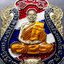 เสือคาบดาบรุ่น 4 เนื้ออัลปาก้าลงยาสีธงชาติ ลงยาขอบน้ำเงิน บนแดง (พิมพ์เสือ1) หลวงพ่อพัฒน์ วัดห้วยด้วน โคท 86