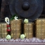 ปิ่นโตทองเหลืองโบราณ 3 ชั้น ลาย ดอกพุดตาน สลักลาย สีทองบวบ เครื่องทองเหลือง