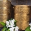 ปิ่นโตทองเหลืองโบราณ 3 ชั้น ลาย พันธุ์พฤกษา สลักลาย สีทองบวบ เครื่องทองเหลือง